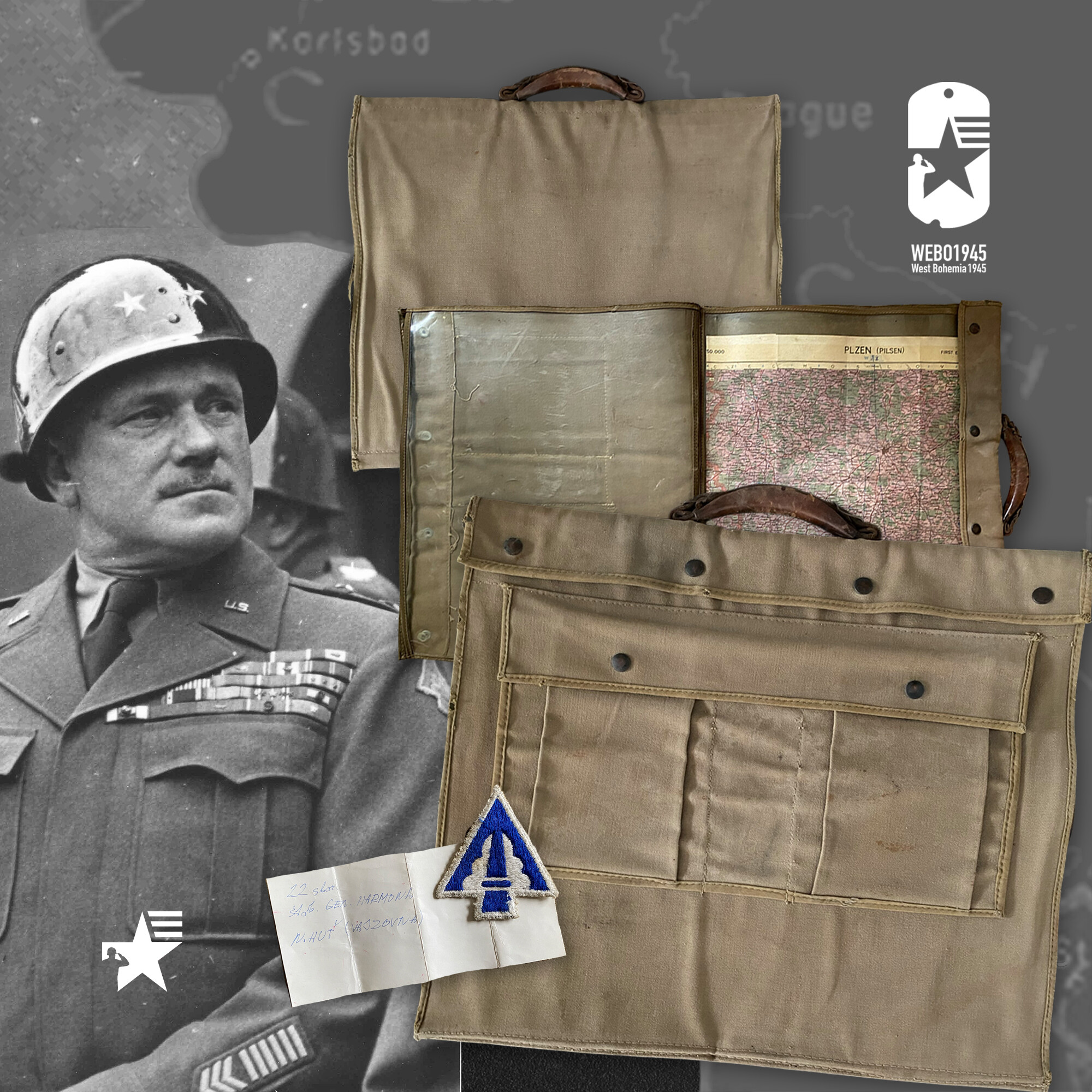 IR2003 WWII US ARMY SOUVENIR OF CZECHOSLOVAKIA WOODEN MUG CZECH HARVEST CELEBRATION WITH COMMANDER OF US XXII CORPS MG ERNEST HARMON DYSINA AUGUST 4 1945